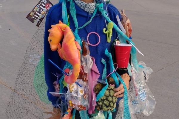 Sheila Freehill as the Great Pacific Garbage Patch for Halloween